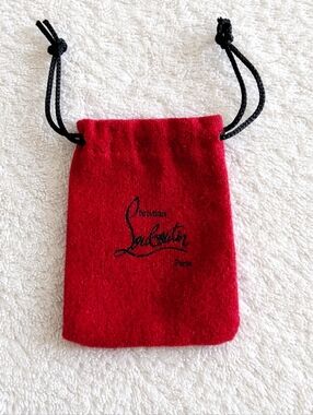 Christian Louboutin: Authentic Red Mini Dust Bag Drawstring Pouch Logo